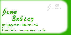 jeno babicz business card